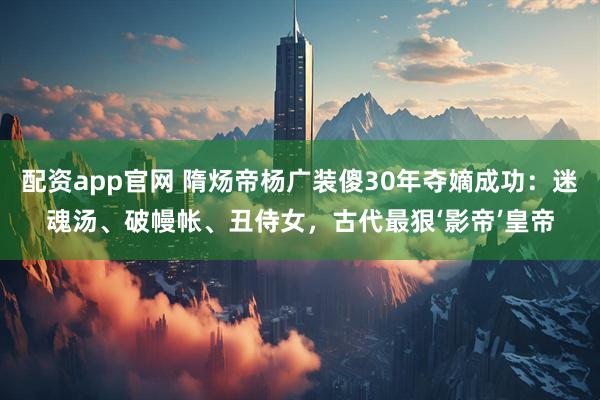 配资app官网 隋炀帝杨广装傻30年夺嫡成功：迷魂汤、破幔帐、丑侍女，古代最狠‘影帝’皇帝